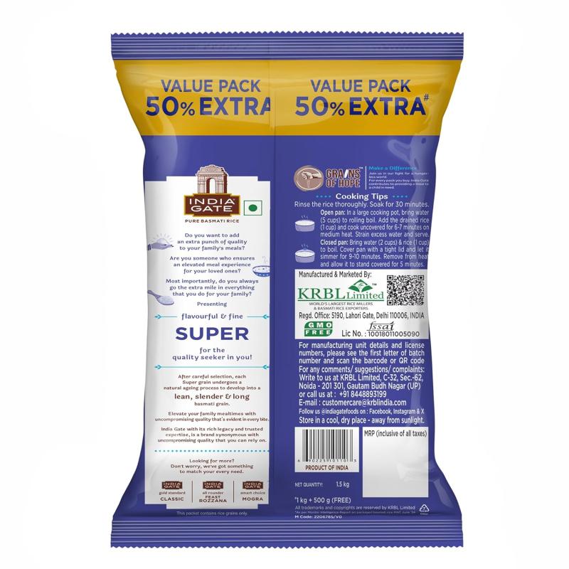 India Gate Basmati Rice - Super - 1 kg