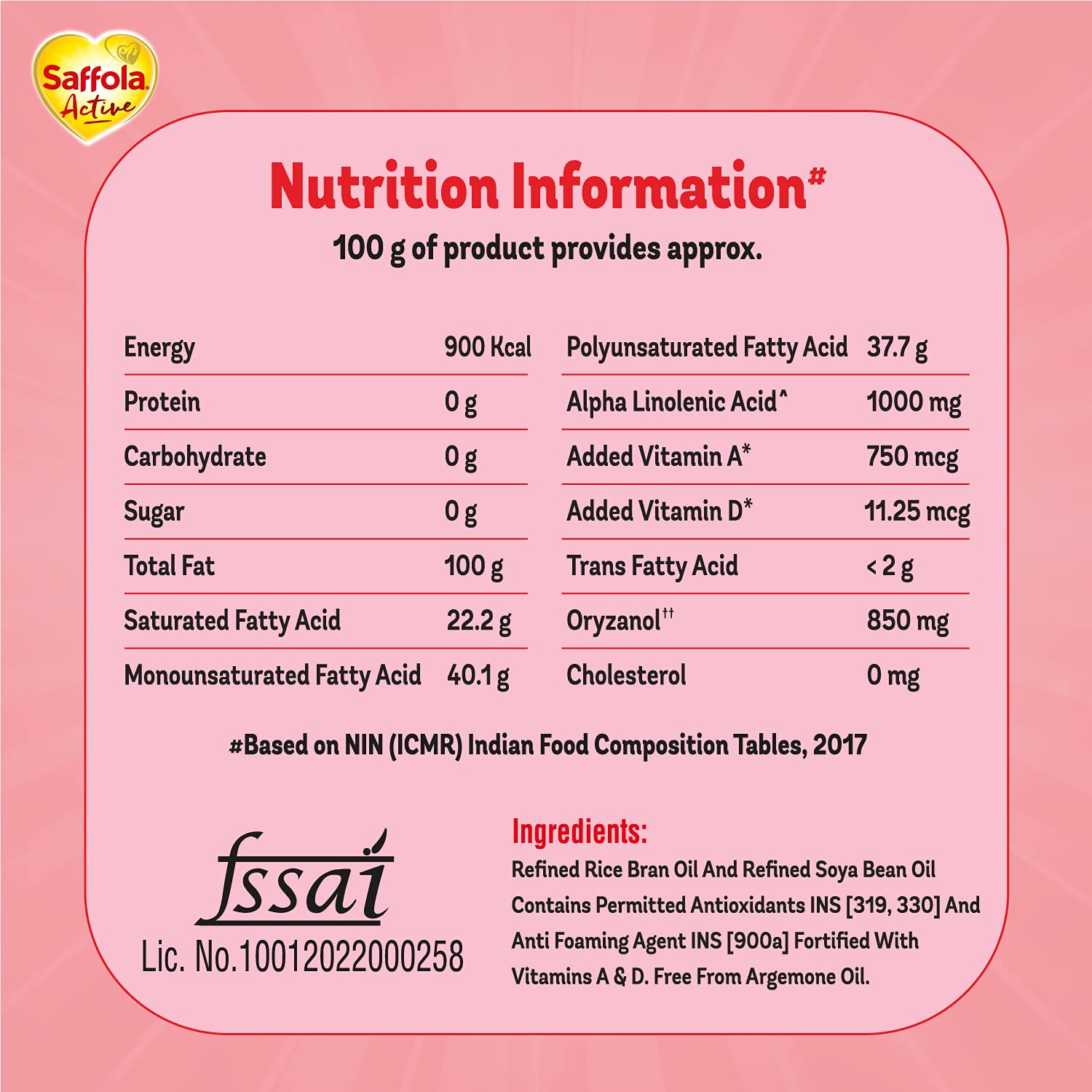 Saffola Active Edible Oil - 910 g