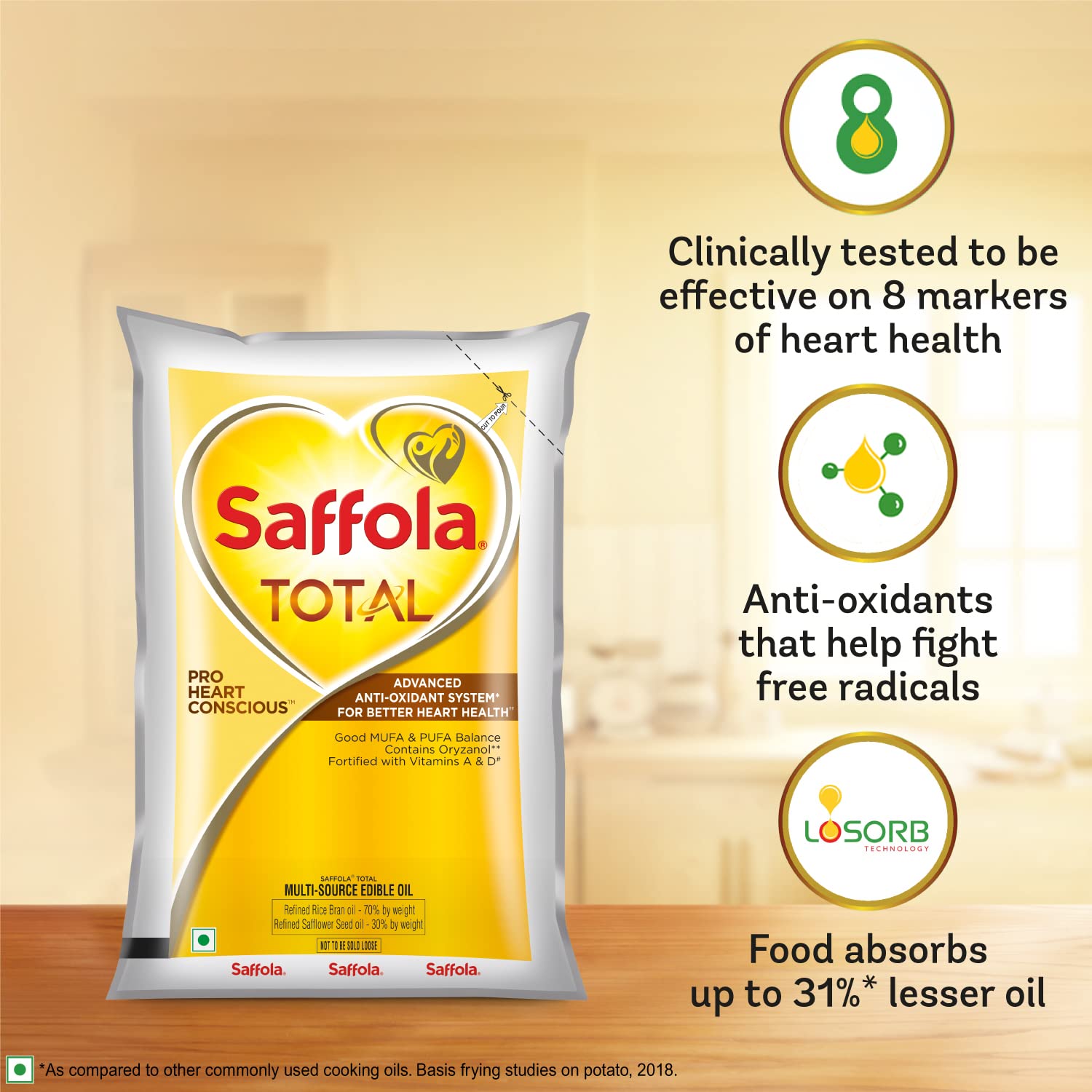 Saffola Total Pro Edible Oil - 910 g