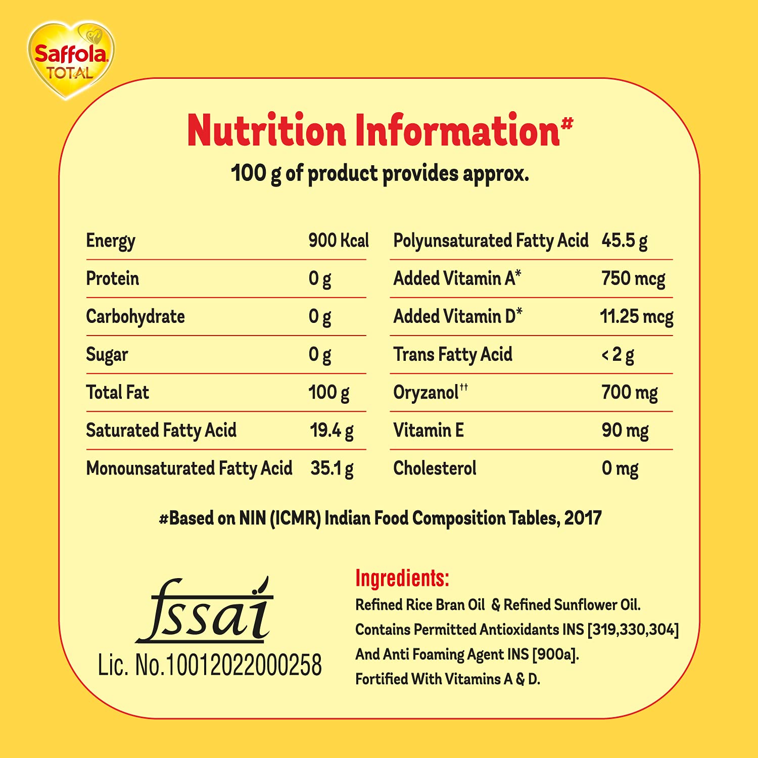 Saffola Total Pro Edible Oil - 910 g