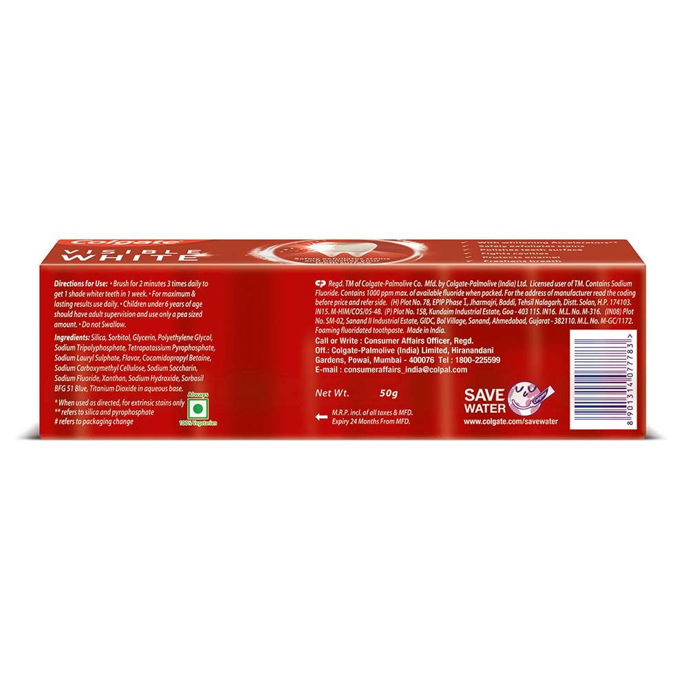 Colgate Visible White Sparkling Mint Toothpaste - 50 g