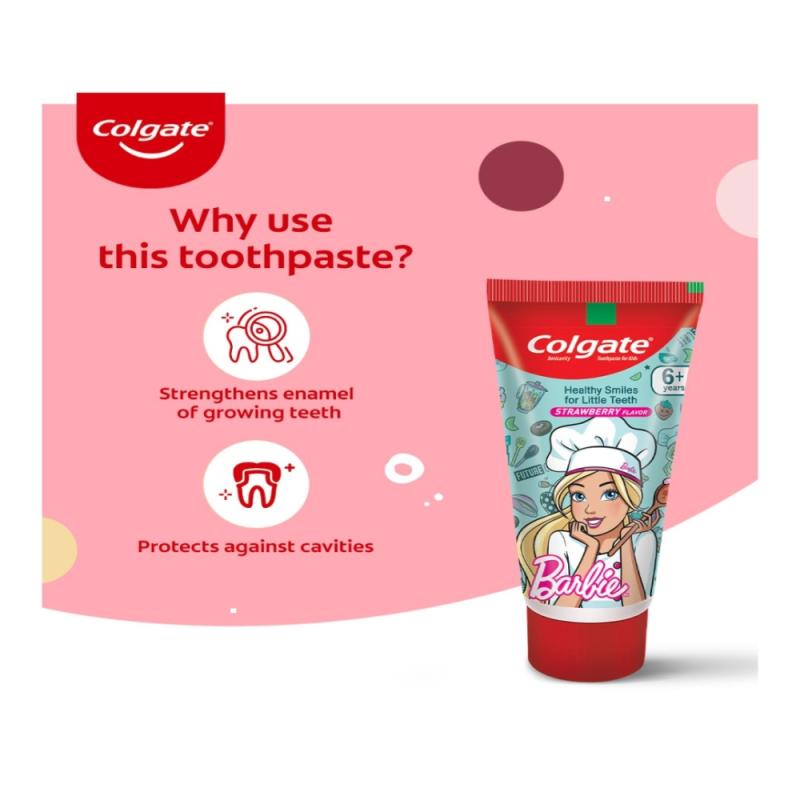 Colgate Kids Toothpaste 6+ Years - Strawberry Flavour - Barbie - 80 g