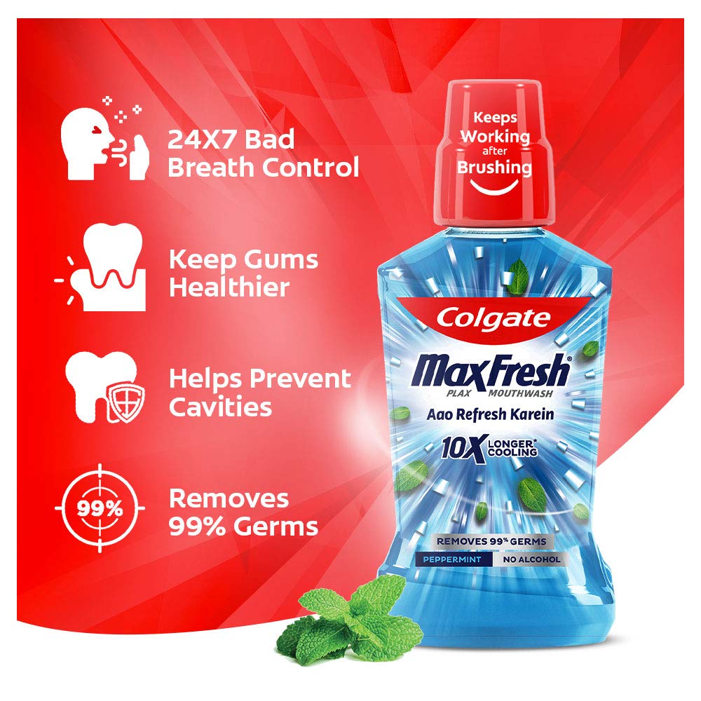 Colgate Mouthwash - MaxFresh Plax Peppermint - 250 ml