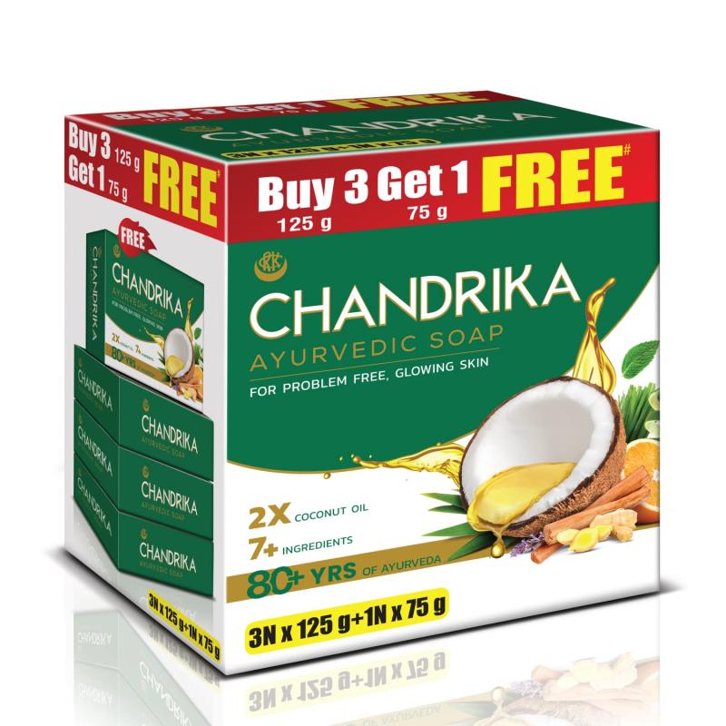 Chandrika Bathing Soap - Ayurvedic - 3x125g+(Get 75g Free)