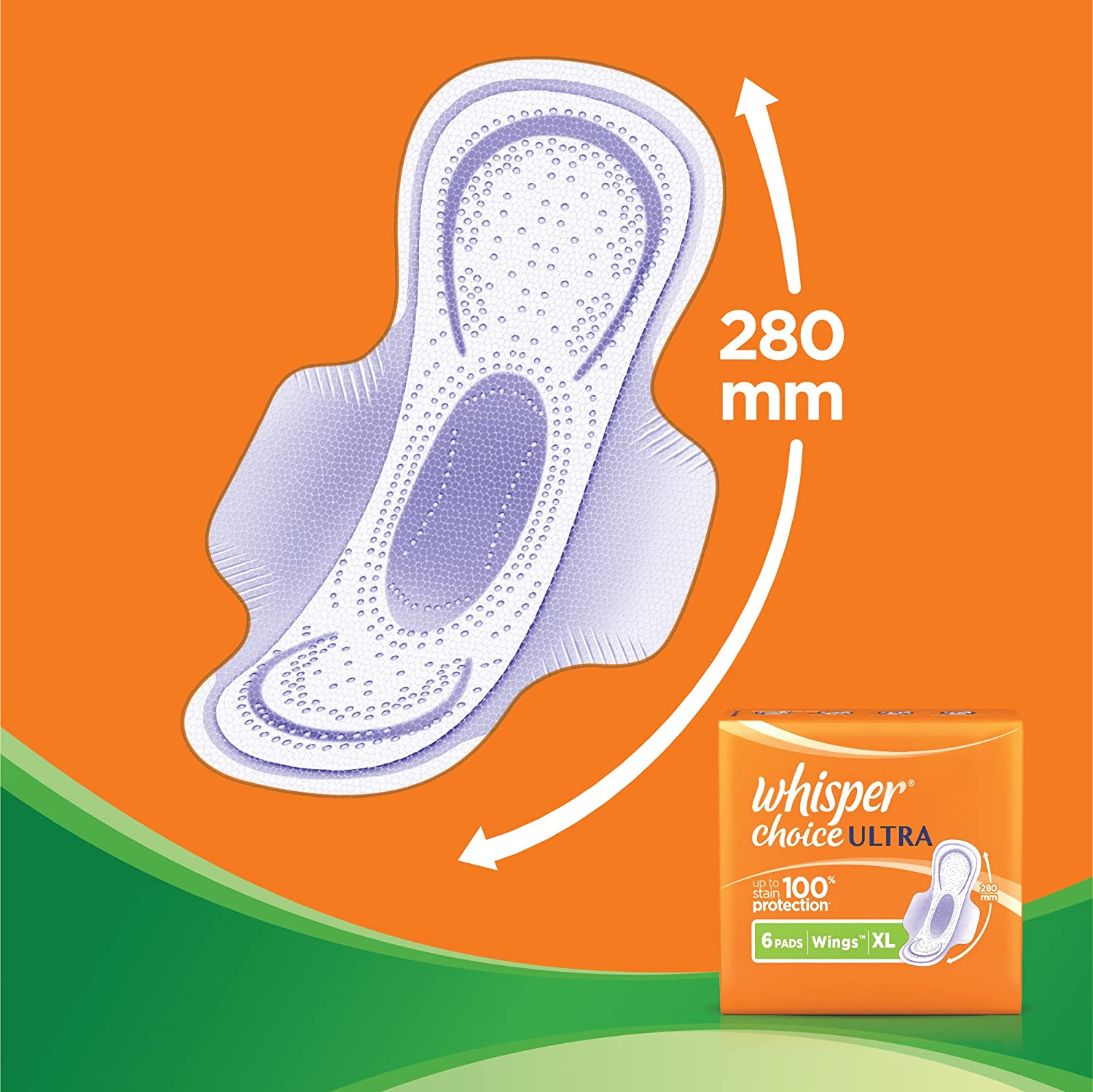 Whisper Choice Ultra Sanitary Pads-XL - 6 pcs