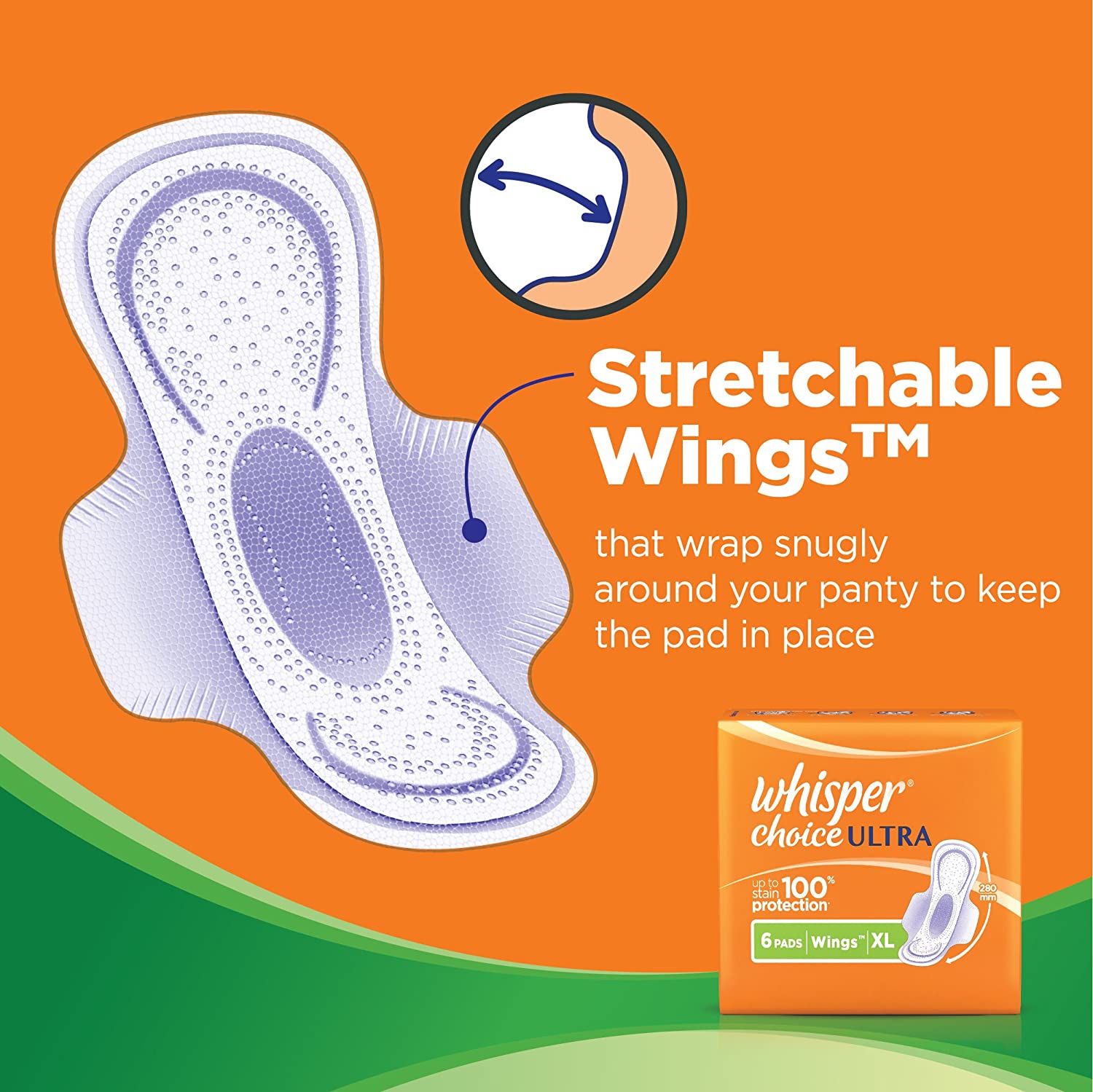 Whisper Choice Ultra Sanitary Pads-XL - 6 pcs