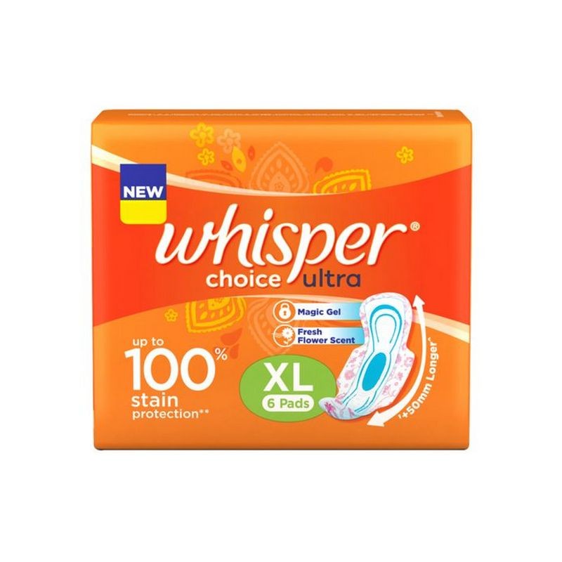Whisper Choice Ultra Sanitary Pads-XL - 6 pcs