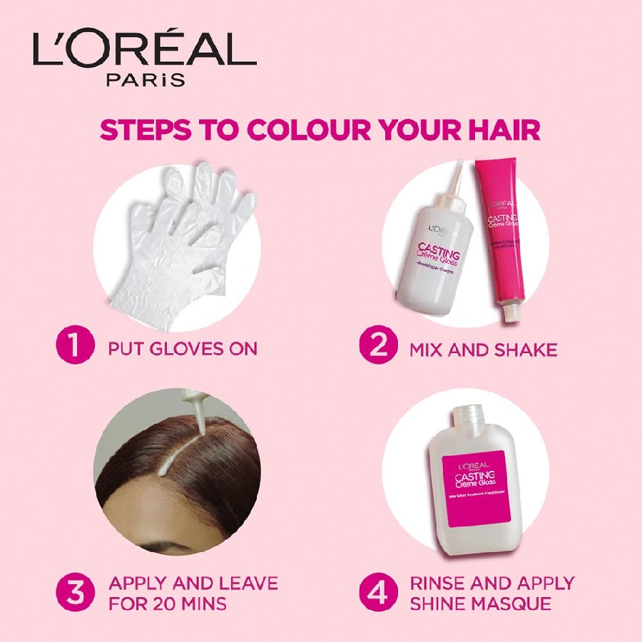 Loreal Paris Casting Creme Gloss Hair Colour - (200 Ebony Black) - 87.5 g + 72 ml