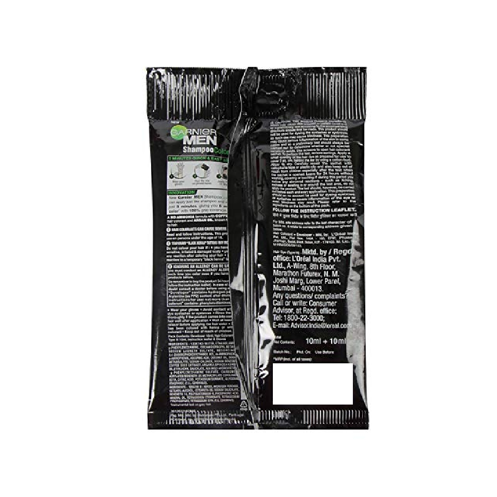 Garnier Men Shampoo Based Hair Color - (3.0 Brown Black) - 10 ml + 10 m