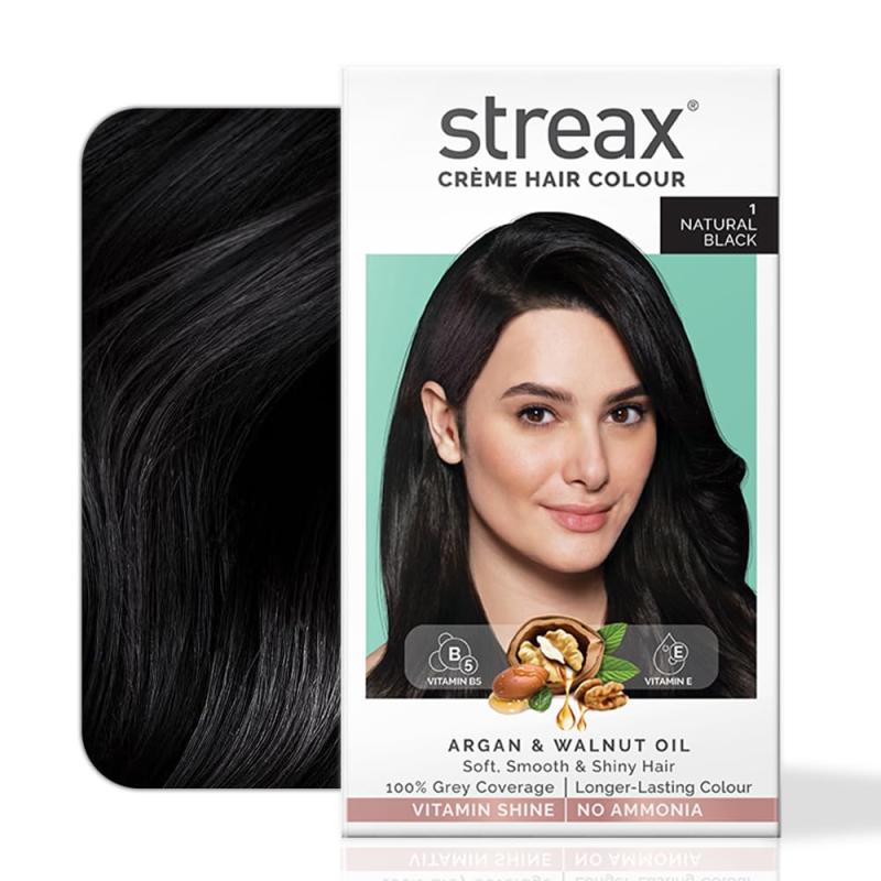 Streax Creme Hair Colour - (1  Natural Black) - 120 ml