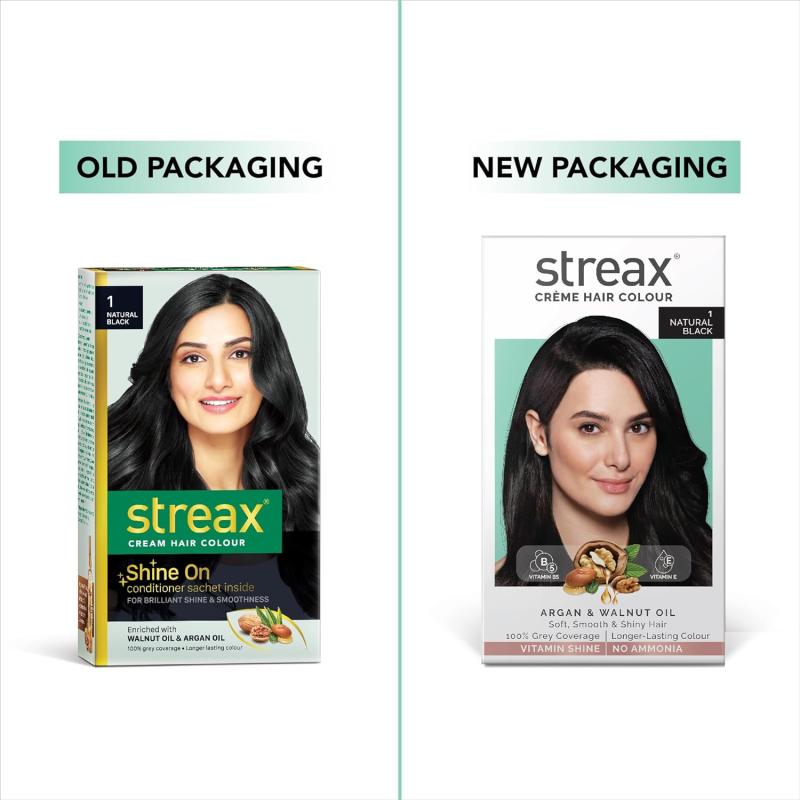 Streax Creme Hair Colour - (1  Natural Black) - 120 ml