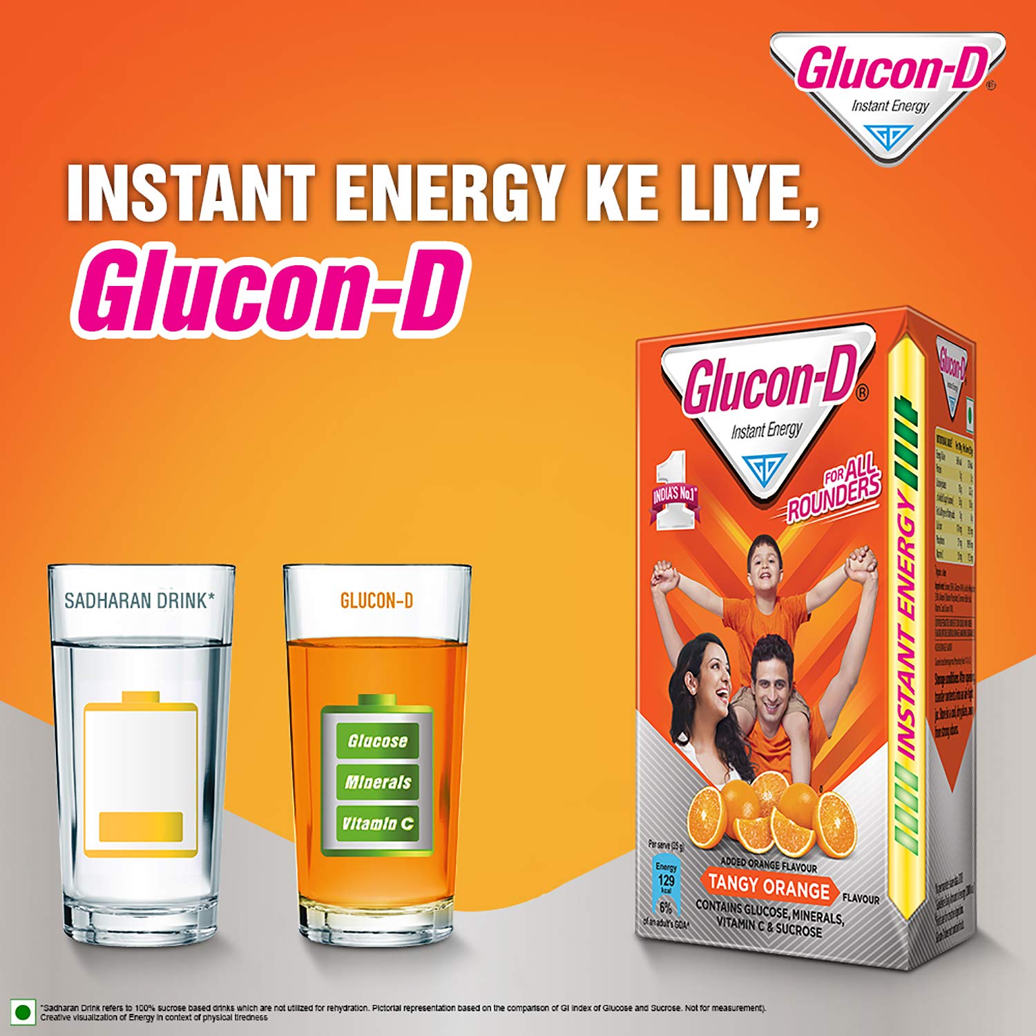 Glucon-D Instant Energy - Tangy Orange - 450 g
