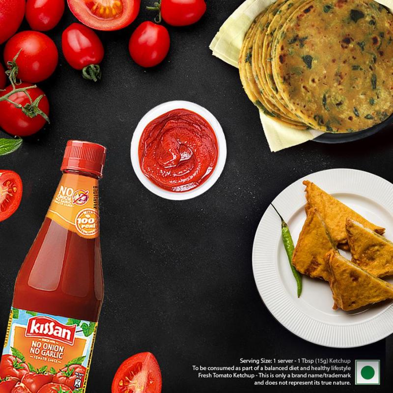 Kissan No Onion No Garlic Tomato Sauce (Bottle) - 500 g