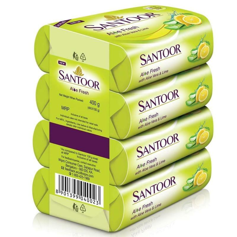 Santoor Aloe Fresh Soap - 4x100 g