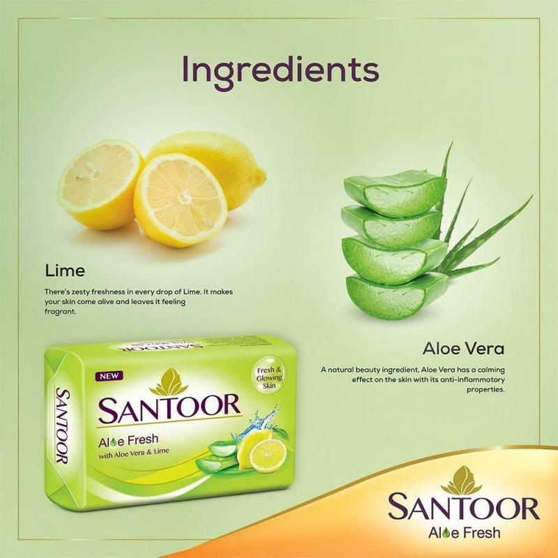 Santoor Aloe Fresh Soap - 4x100 g