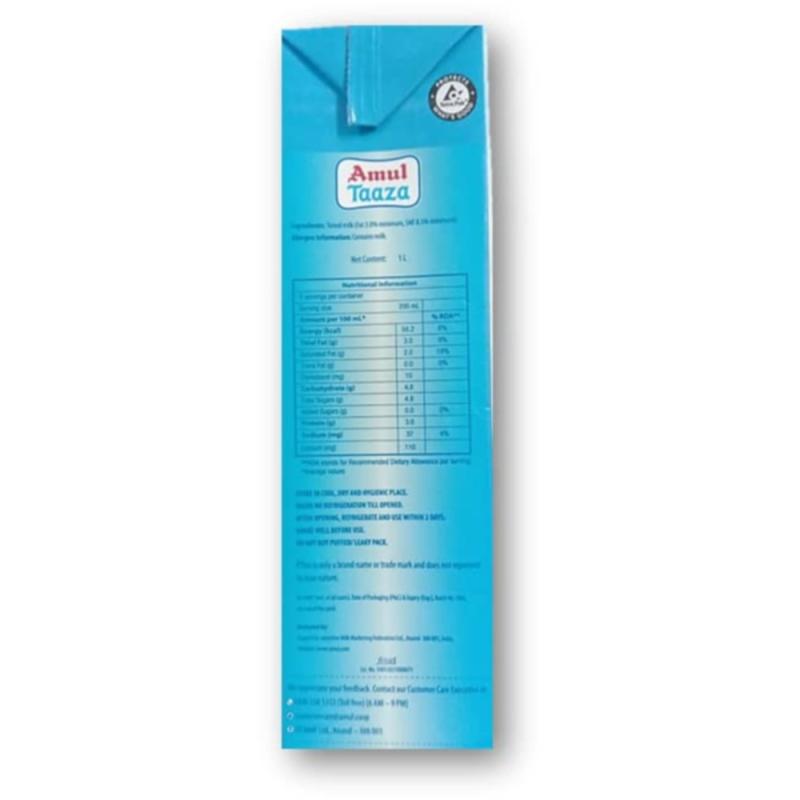 Amul Taaza Toned Milk - 1L